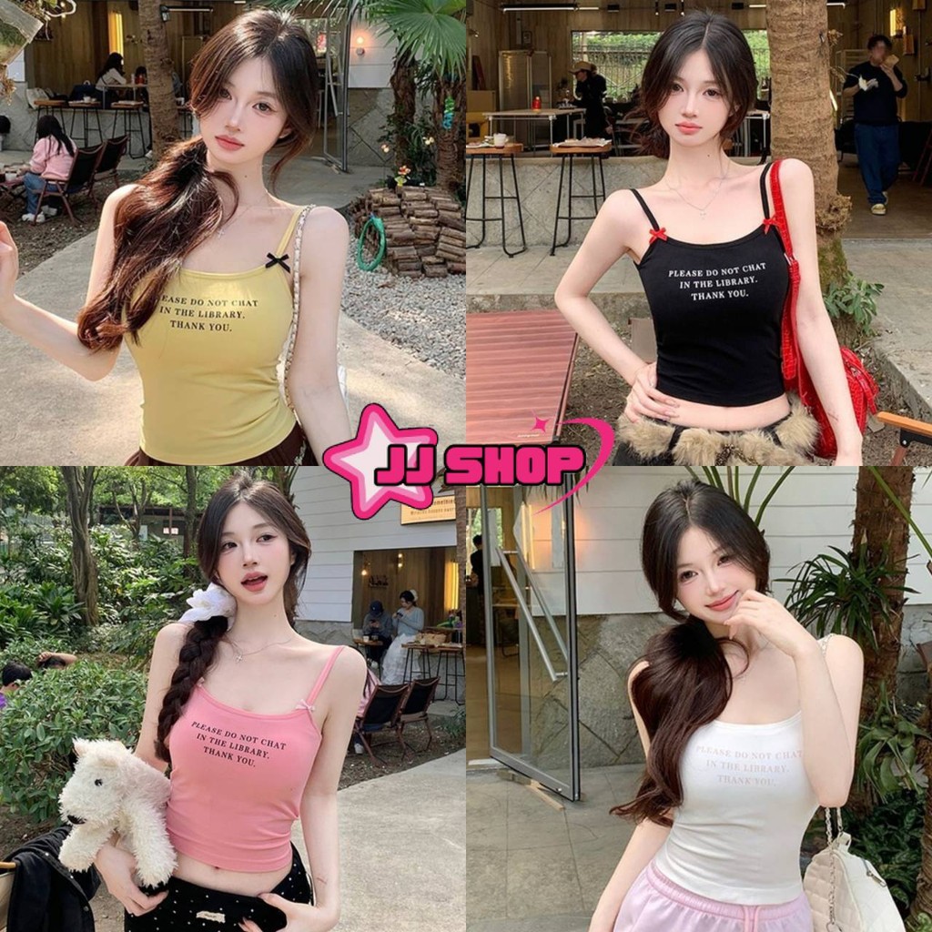 JJ Shop​💜​พร้อมส่ง เสื้อสายเดี่ยว เสื้อสายเดี่ยวสีพาสเทลยืดกำลังดี มีฟองน้ำ ดีเทลติดโบว์ "FY2124"