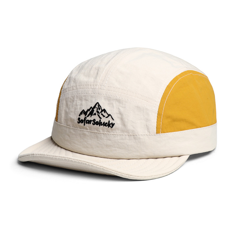 สไตล์ญี่ปุ่นย้อนยุคหมวกปีกสั้นผู้ชายฤดูร้อนแห้งเร็วจดหมายปักสีจับคู่ถนนม่านบังแดดกลางแจ้งหมวกเบสบอลปีกแบน - รูปที่ 4