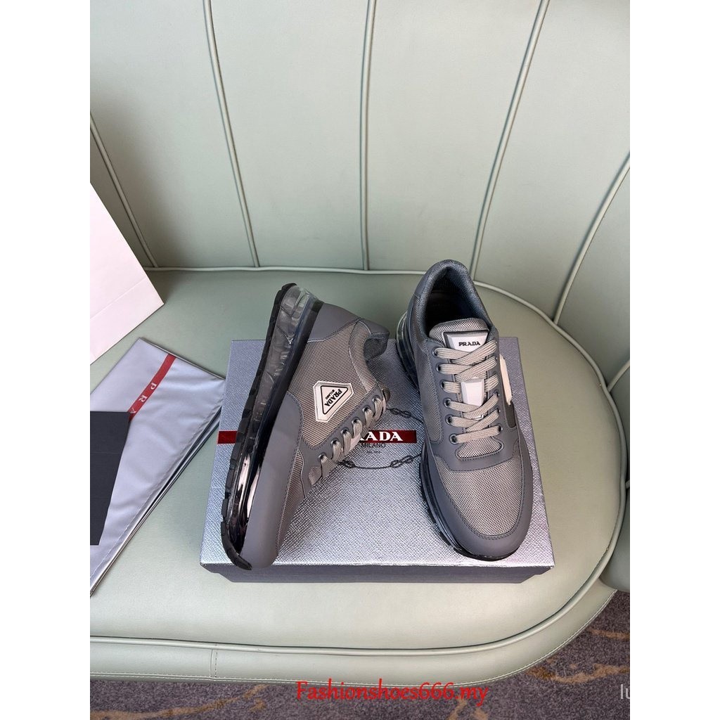 Prada Air Max ของแท้ 100% ผ้าใบ แบบผูกเชือก แฟชั่นสําหรับผู้ชาย ไซซ์ 38-44 รองเท้า true