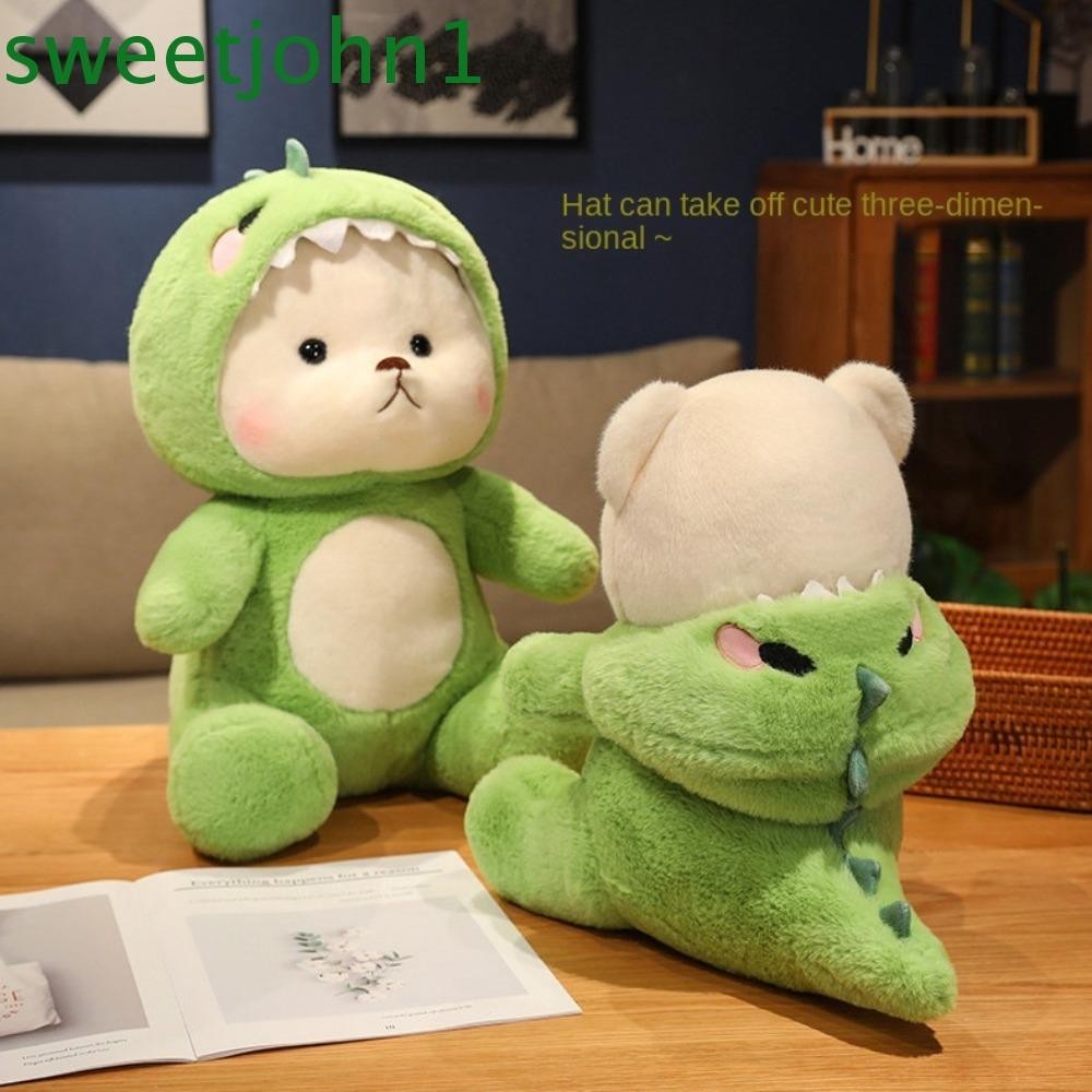 Sweetjohn ตุ๊กตาหมีแพนด้า ไดโนเสาร์ หมีแพนด้า แบบนิ่ม สีเขียว ของเล่นสําหรับเด็ก