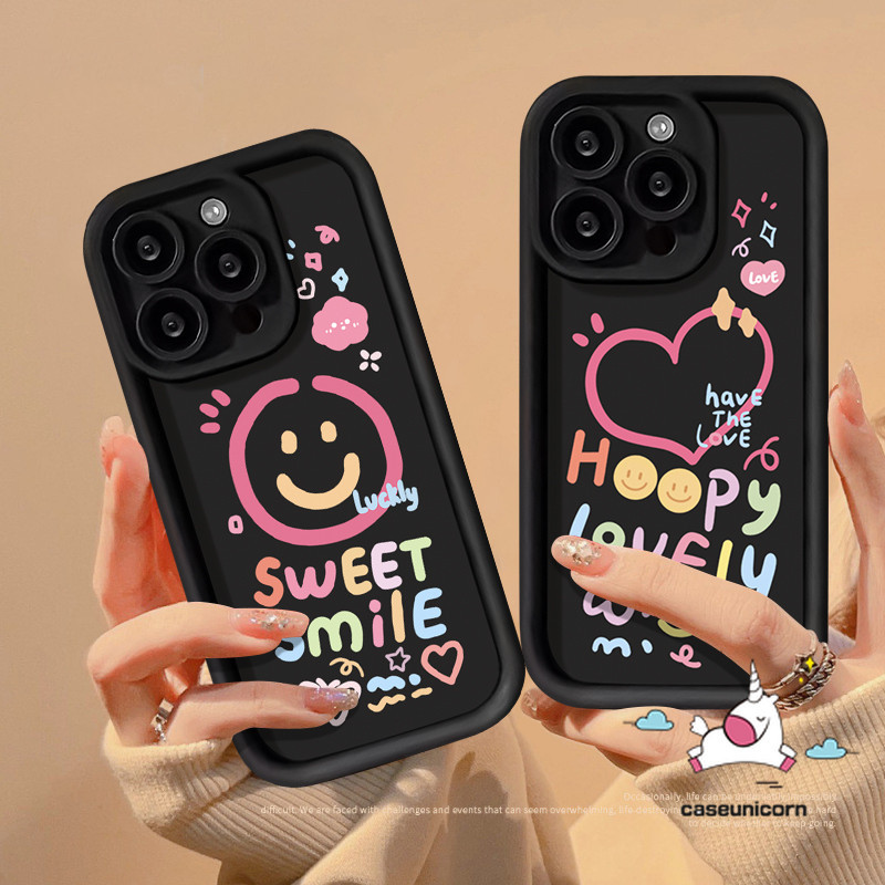 เคสโทรศัพท์มือถือ ลายหน้ายิ้มน่ารัก สําหรับ Oppo A58 A16 A5s A18 A57 A7 A38 A12 A15 A17 A9 A74 A31 A16s A54s A76 A53 A78 A55 A31 A52 A77s A17k A77 A3s A1K A96 A33 A98 Reno 8T 4 5F เคสหัวใจ