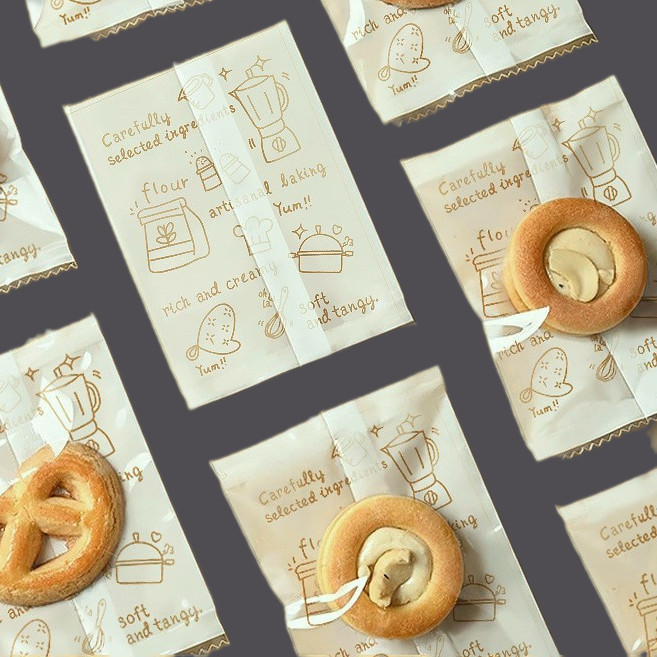 ถุงซีล ลาย Bakery ขนาด 9.5*13.5cm แพคละ 96-100ใบ ถุงใส่คุกกี้