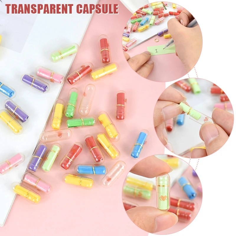 52/60/100 ชิ้น Mini DIY ข้อความแคปซูล Blank Notes Pill พร้อมม้วนกระดาษ Wish แคปซูลโปร่งใส Party วันวาเลนไทน์ ราคา ถูกที่สุด ดีลบีเคเค แกลเลอรีภาพที่ 8