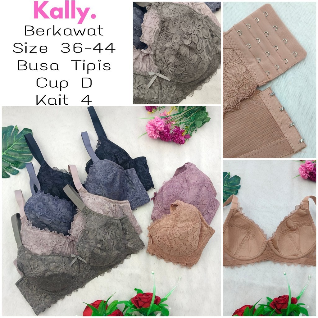 CALLY B025 Thin Foam Brocade Bra - Underwire - ไซส์ 36-44 - Cup D