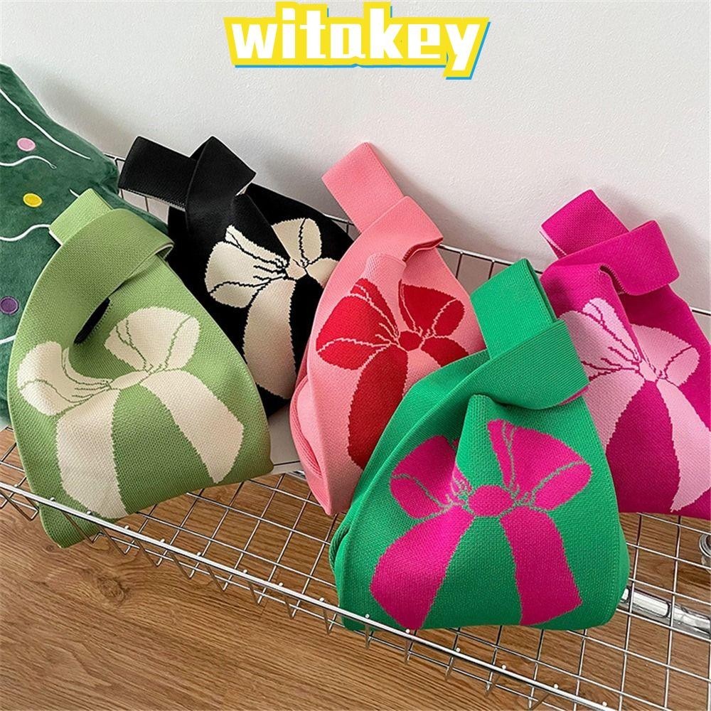 Witakey กระเป๋าถือถัก ผูกโบว์ สําหรับผู้หญิง