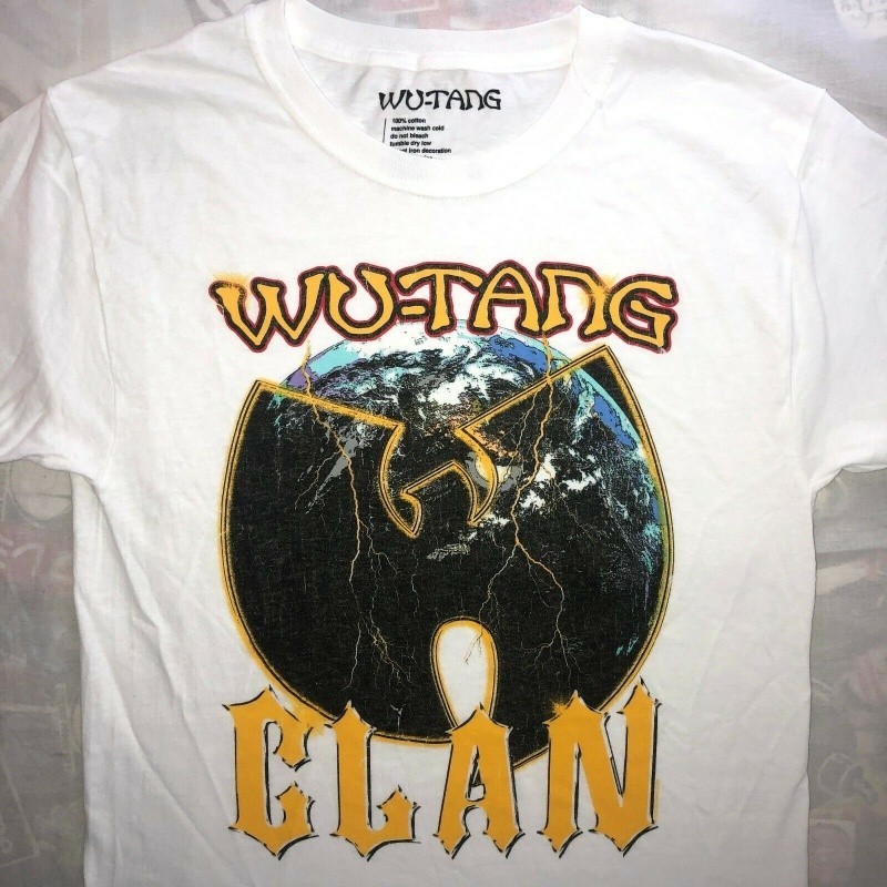 S-5XL เสื้อสีขาว - เสื้อยืดตระกูล Wu Tang ขนาดเล็กอย่างเป็นทางการ Wu Tang โลโก้โลกโลโก้เสื้อยืดสําหร