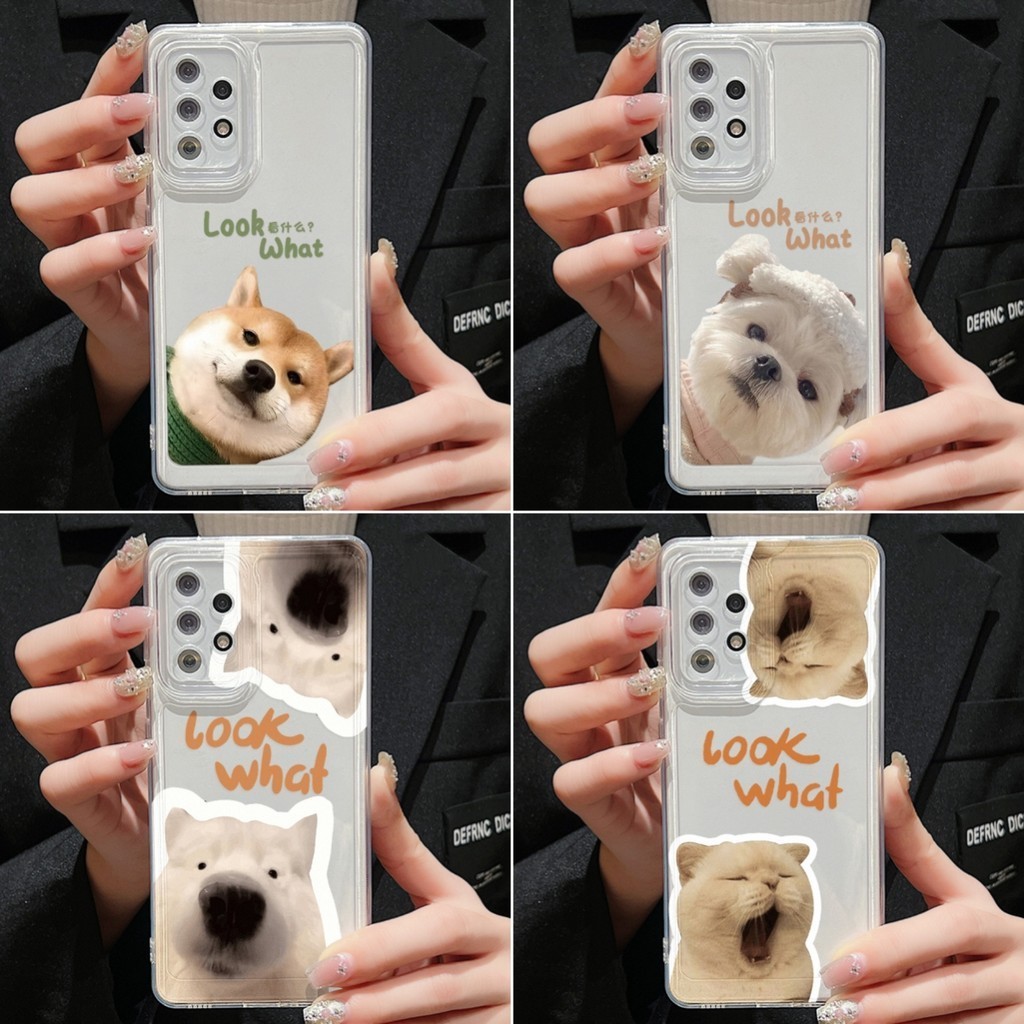 For เคส samsung a54 5g a34 a05 a12 a53 a22 a03 a14 a24 a50 a02 a23 a02s a31 a32 a04 a11เคสโทรศัพท์แบบนิ่มลายสุนัขและแมว