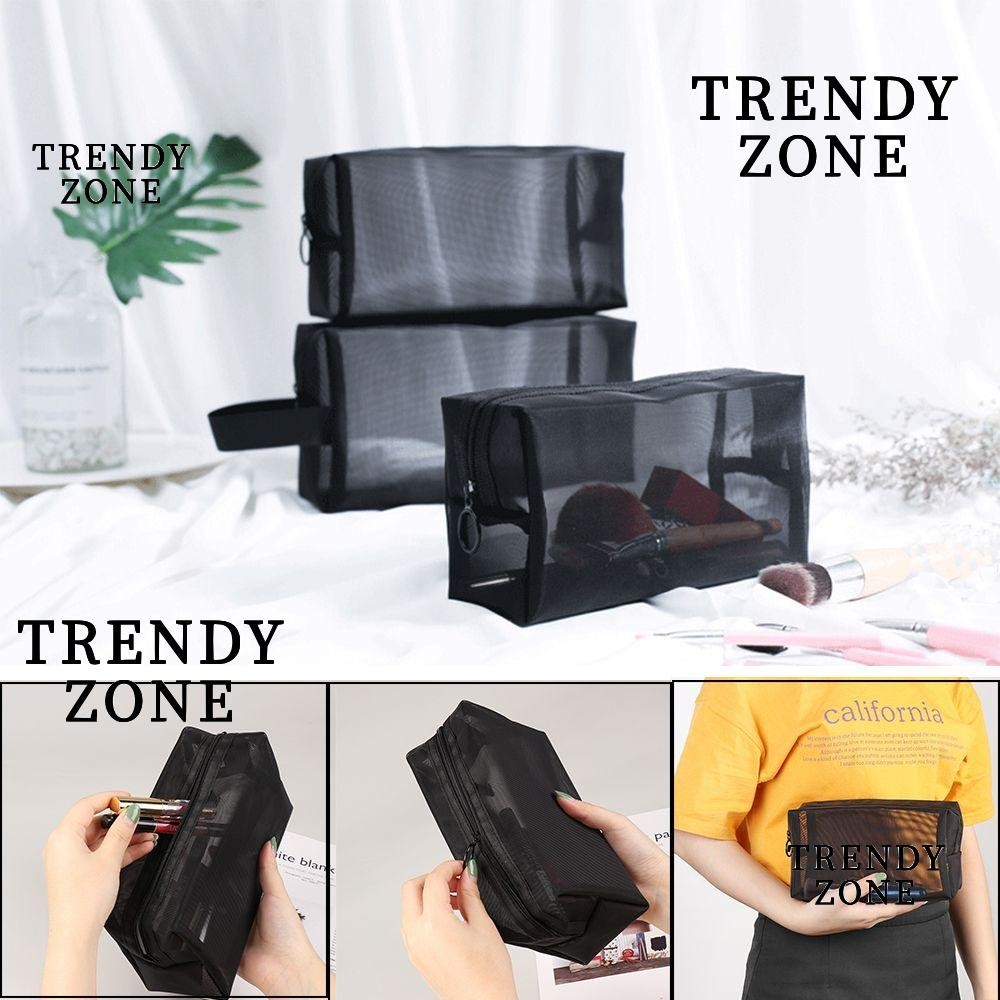 Trendyzone กระเป๋าเครื่องสําอาง กระเป๋าถือ ผ้าตาข่าย สําหรับผู้หญิง