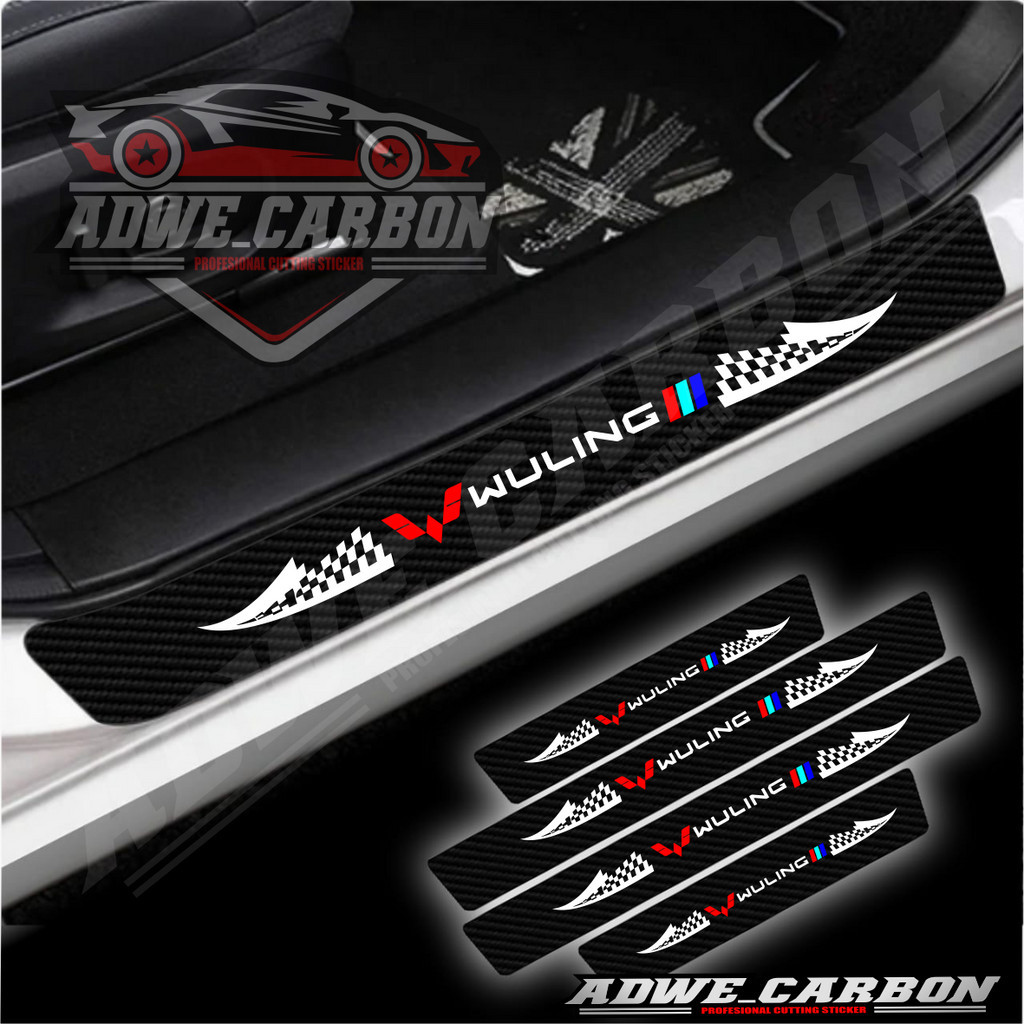สติกเกอร์คาร์บอนไฟเบอร์ ป้องกันประตูรถยนต์ สําหรับ Wuling Wuling Confero S Cortez Almaz Air EV Baojun 310