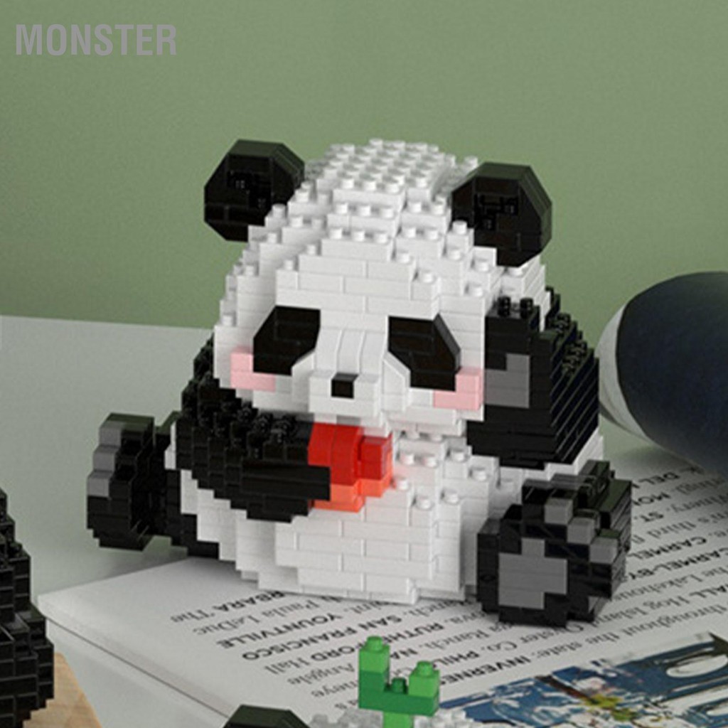 MONSTER Panda Building Block ของเล่นพลาสติกสัตว์น่ารักของเล่นพร้อม Pad สำหรับเด็กผู้หญิงผู้ใหญ่ของขวัญ