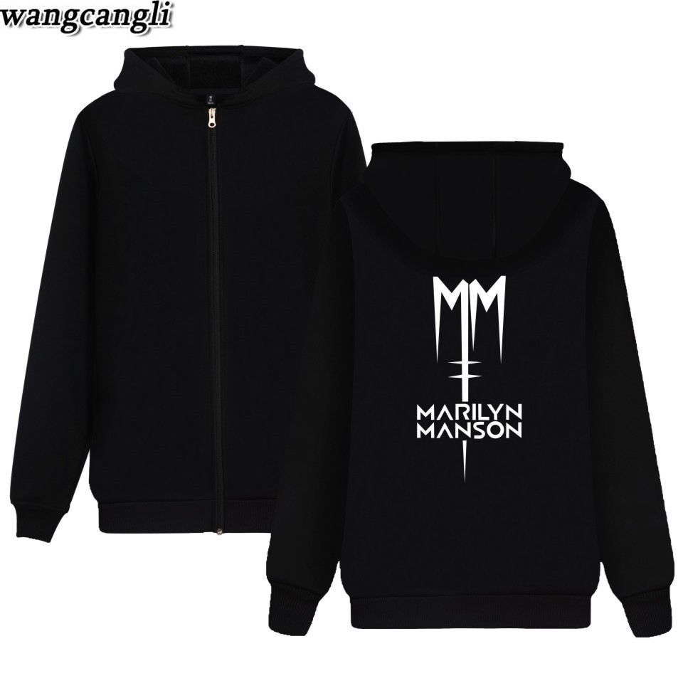 เสื้อแจ็กเก็ตกันหนาว มีฮู้ด แต่งซิป ลาย Marilyn Manson แฟชั่นยอดนิยม สไตล์สตรีท สําหรับผู้ชาย XXS-4XL