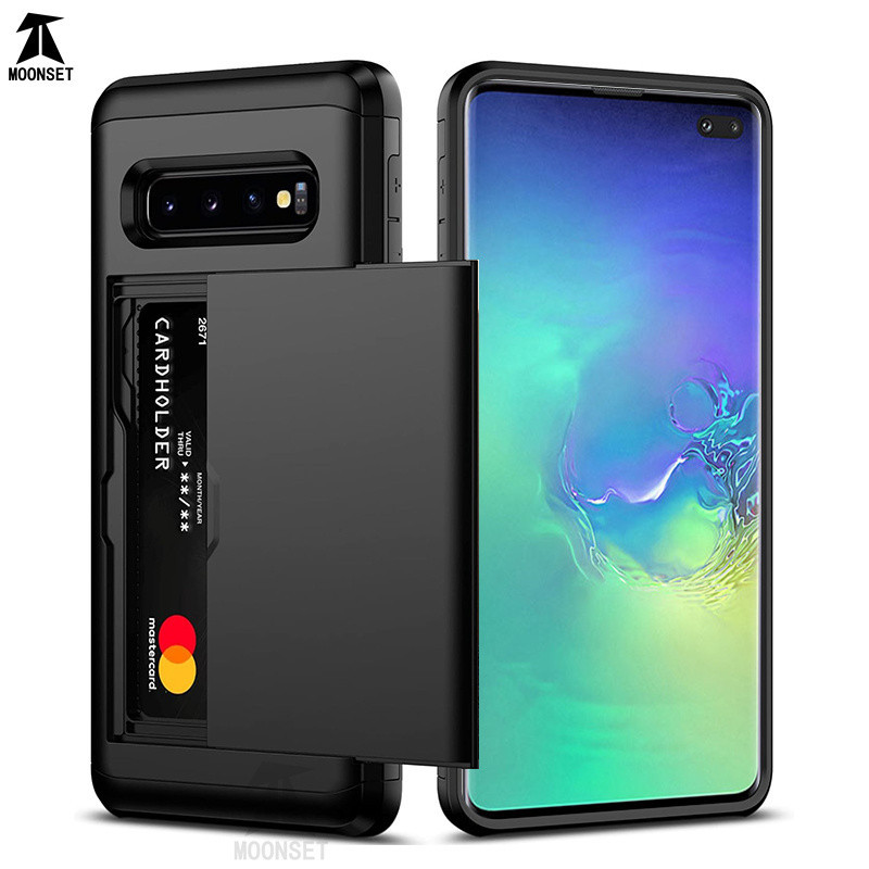เคสมือถือ TPU แบบแข็ง สองชั้น กันรอยขีดข่วน พร้อมช่องใส่บัตร สําหรับ Samsung Galaxy S10 Plus S10e