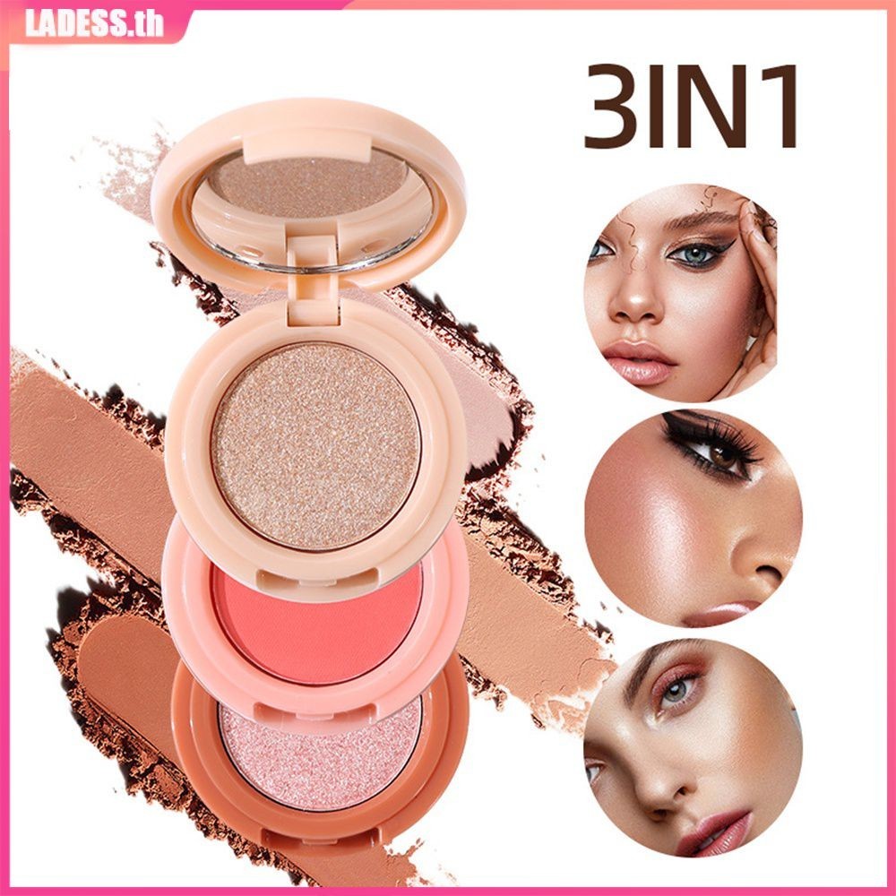 Miss Lara Contouring Highlight Blush 3 In 1 All-in-one Palette Face Brightening Matte Eye Shadow Contouring Palette LADESS