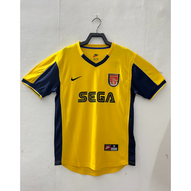 เสื้อกีฬาแขนสั้น ลายทีมชาติฟุตบอล Arsenal Away 2000 คุณภาพสูง สไตล์วินเทจ [S-XXL]