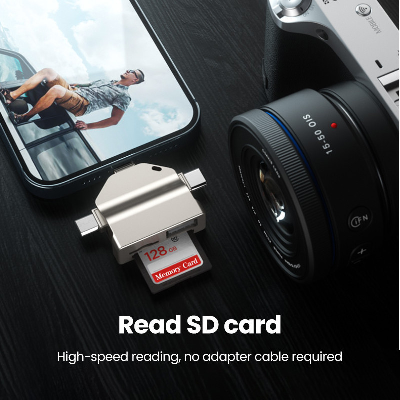 Marjay 6-in-1 อะแดปเตอร์การ์ดรีดเดอร์ Micro Type C OTG USB TF SD