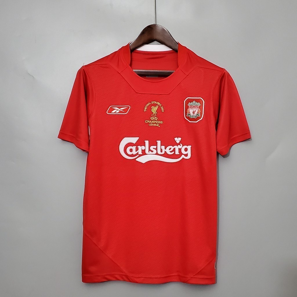 เสื้อกีฬาแขนสั้น ลายทีมชาติฟุตบอล Liverpool of Champions League Tail Ndia 2005 ชุดเยือน สไตล์เรโทร JWE5