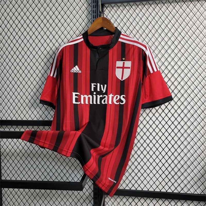 เสื้อกีฬาแขนสั้น ลายทีมชาติฟุตบอลชั้นนํา AC Milan 2015 2014 คุณภาพสูง สไตล์เรโทร