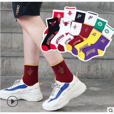 NBA ถุงเท้าบาสเก็ตบอลทีม NBA Pasukan stoking bola kerjang NBA fishto Basket