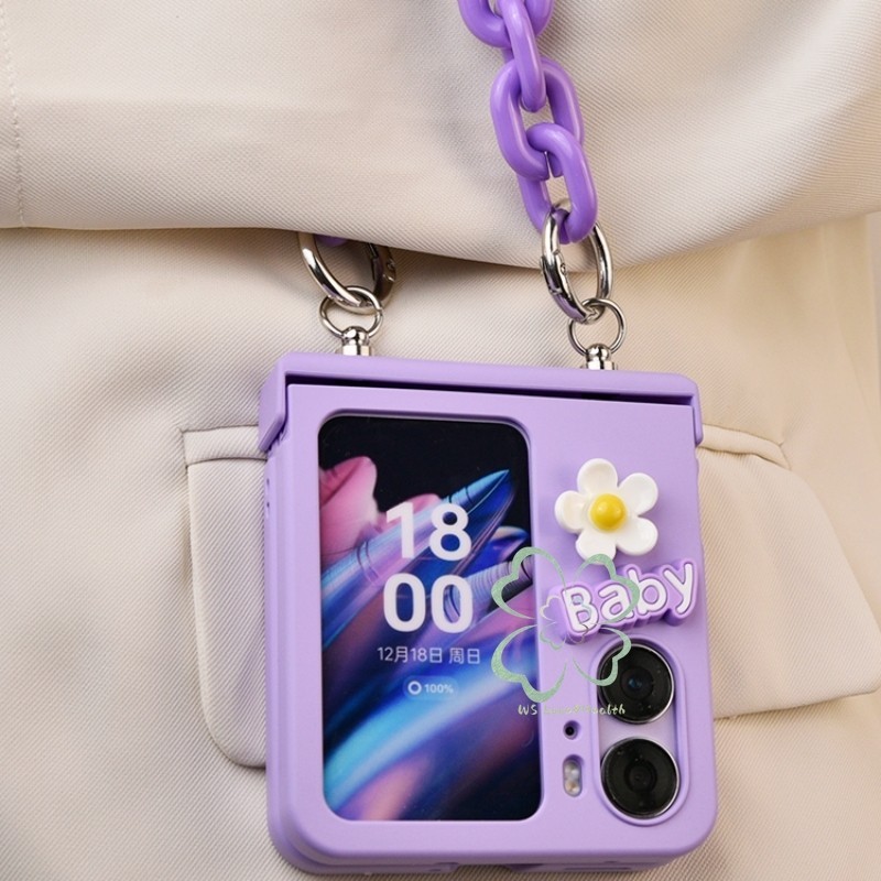 เคสแข็ง ลายดอกไม้ 3D กันกระแทก พร้อมสายโซ่คล้องข้อมือ รูปที่ 3