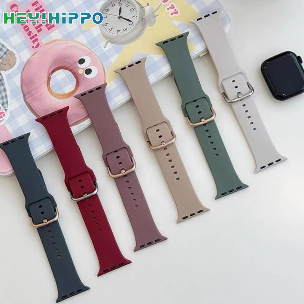 สายนาฬิกาข้อมือซิลิโคน รูปตัว U สีเงิน สําหรับ iWatch series 9 8 7 6 SE 4 3 49 45 44 42 41 40 38 มม.