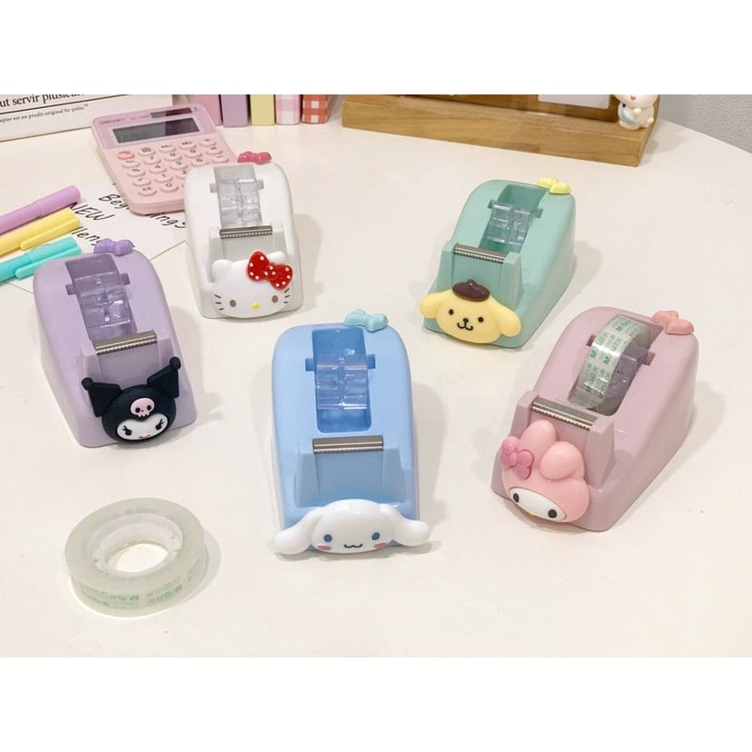 เครื่องจ่ายเทปน่ารัก เครื่องตัดเทป เครื่องจ่ายเทป Sanrio Mini ที่ใส่เทป เครื่องใช้สํานักงานแกน 1 นิ้