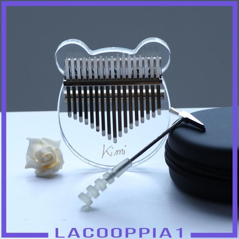 [Lacooppia1] เปียโนนิ้วหัวแม่มืออะคริลิค พร้อมกระเป๋าเคส ขนาดพกพา ค้อนจูนเสียง สติกเกอร์ ผ้าทําความสะอาด แผ่นกันรอยขีดข่วน สีใส 1 ชิ้น