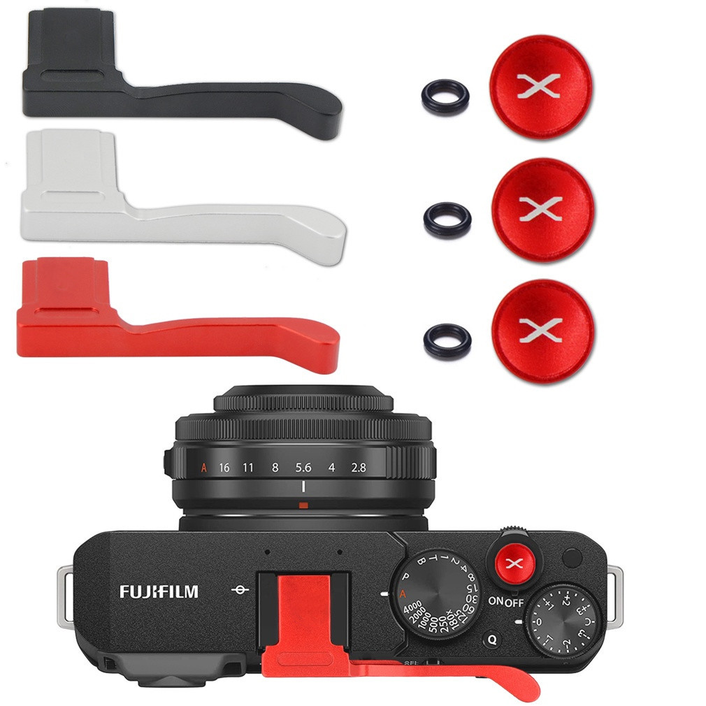 X100vi ปลอกสวมนิ้วโป้ง โลหะ พร้อมปุ่มกดชัตเตอร์ สําหรับกล้อง Fuji Fujifilm X100VI X100V