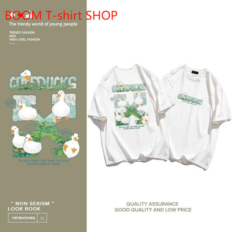 (จัดส่งในกรุงเทพฯ)BOOM SHOP print T-shirt เป็ดการ์ตูนน่ารักพิมพ์เสื้อยืดแขนสั้น