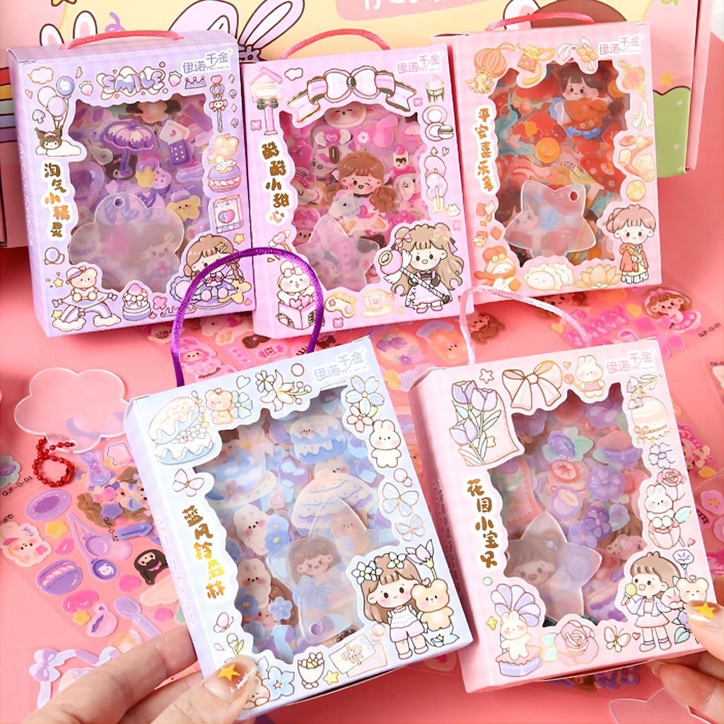 ชุดสติกเกอร์ ลายการ์ตูน แบบพกพา แฮนด์เมด diy สําหรับติดตกแต่งกล่องของขวัญ TZ077