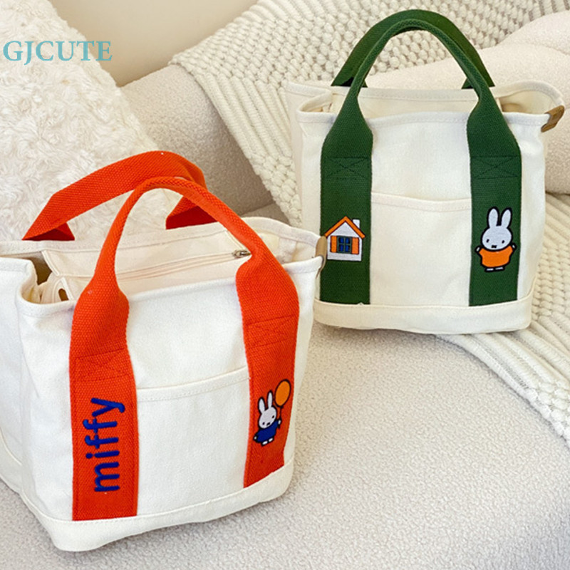 Gjcute กระเป๋าถือ กระเป๋าเดินทาง ผ้าแคนวาส ลําลอง ความจุขนาดใหญ่ สีพื้น สําหรับสตรี WTD - รูปที่ 3