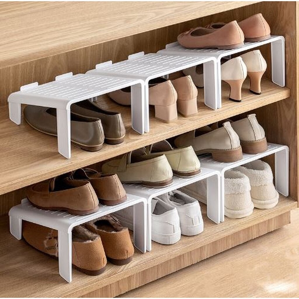 Omocha | (2 ชิ้น) Shoe layer up in cabinet ชั้นเอียงที่วางรองเท้า ชั้นสำหรับช่วยจัดระเบียบรองเท้าในตู้