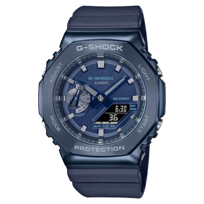 นาฬิกาเหล็ก GM-2100N-2AJF สีน้ําเงินเข้มกีฬานาฬิกาสแตนเลสธุรกิจ Unisex สายนาฬิกากีฬา p789