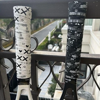 TOPBEAUTY ไม้แบดมินตัน Overgrips, สีดําสีขาวพิมพ์เทนนิส Racquet Sweatband, Breathable Matte Sport Supplies เทนนิส Paddle Non-Slip Grip เทป