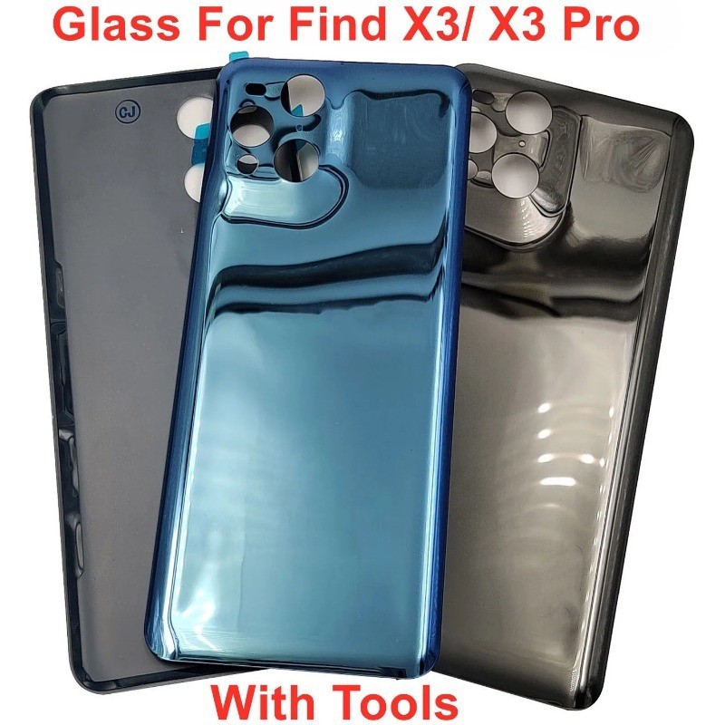สําหรับ OPPO Find X3 X3 Pro ฝาครอบแบตเตอรี่ กระจก ฝาหลัง แบบแข็ง แผงด้านหลัง Find X3 Pro เคส + สติกเกอร์กาว 6.7 นิ้ว