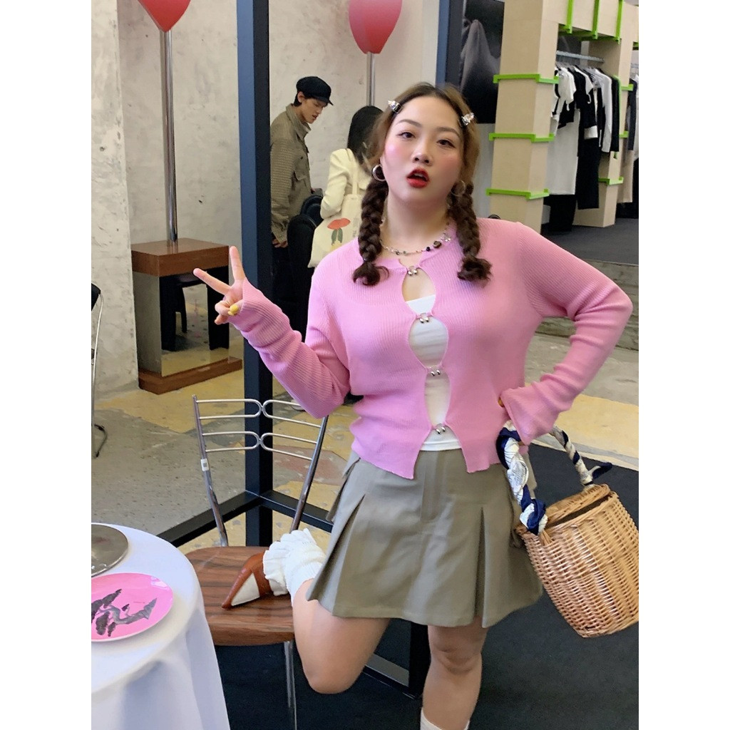 กระโปรงสั้น CiCi Plus+(909)กระโปรงคาร์โก้ ทรงสวย ดีเทลกระเป๋าข้าง สไตล์ y2k สุดเท่สาวพลัสไซส์ต้องมี