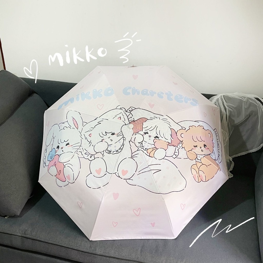 ส่งด่วน Mikko ร่มกันแดดอัตโนมัติ ป้องกันรังสีอัลตราไวโอเลต ลายการ์ตูน