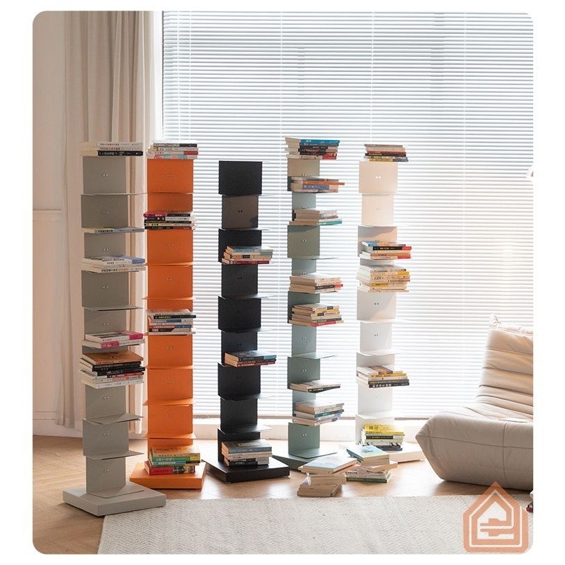 ที่มองไม่เห็นชั้นวางหนังสือพื้นจรดเพดานห้องนั่งเล่นเหล็กมุมตู้หนังสือโมเดิร์นสามมิติซ่อนIns Storage Rack