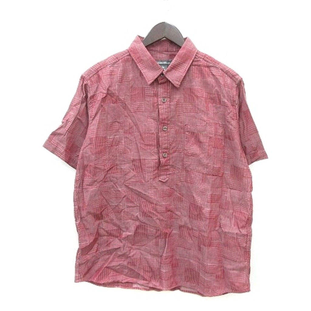 Eddie Bauer EDDIE BAUER Polo Shirt Mosaic Pattern Short Sleeve M Red Direct from Japan Secondhand