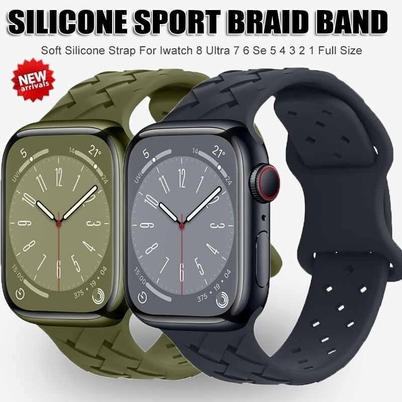 สายนาฬิกาข้อมือซิลิโคน สําหรับ Apple Watch Ultra 49 มม. 41 มม. 45 มม. 42 44 มม. iWatch 9 8 7 SE 6 5 4 3 2 Ultra