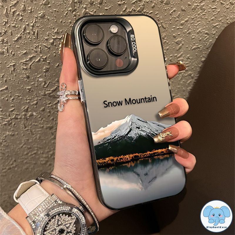 แฟชั่นภูเขาหิมะหรูหราชุบโลหะหัวเข็มขัดนุ่มแขน IPhone 15 11 7Plus XR X 12 13 14 Pro Max 14 15 7 8 Plus XS Max