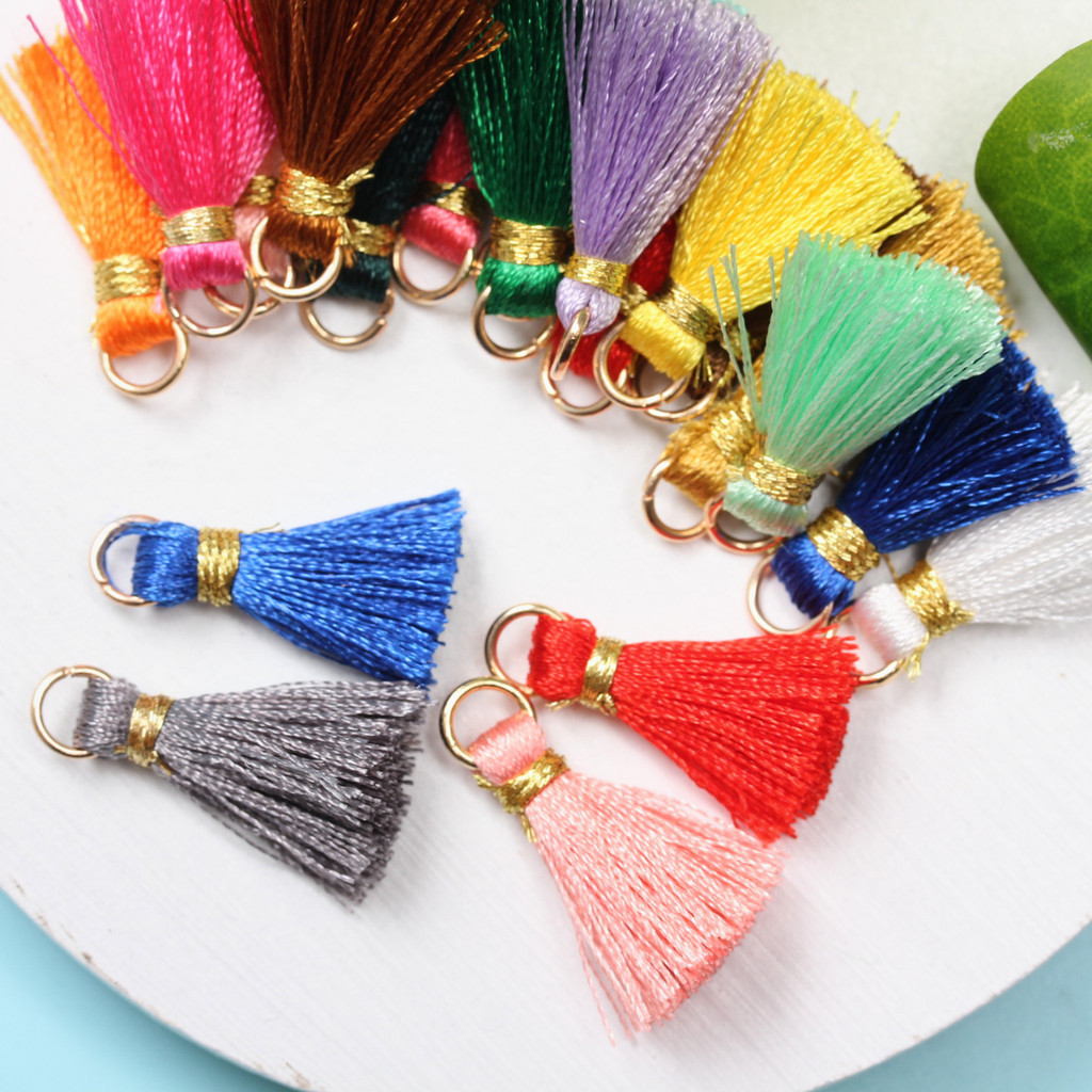 40ชิ้นแฟชั่นด้ายสีทองที่มีห่วงพู่จี้ หลากสี ขอบ ทําเอง ต่างหูพวงกุญแจวัสดุ