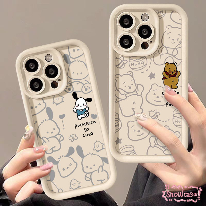 การ์ตูนโปชาโคน่ารักเคสหมีวินนี่สำหรับ Redmi 13C 12 10A 13 12C A1 9 9T 9C NFC A2 9A 10C Note 13 12 11 11s 9 10 8 Pro Max