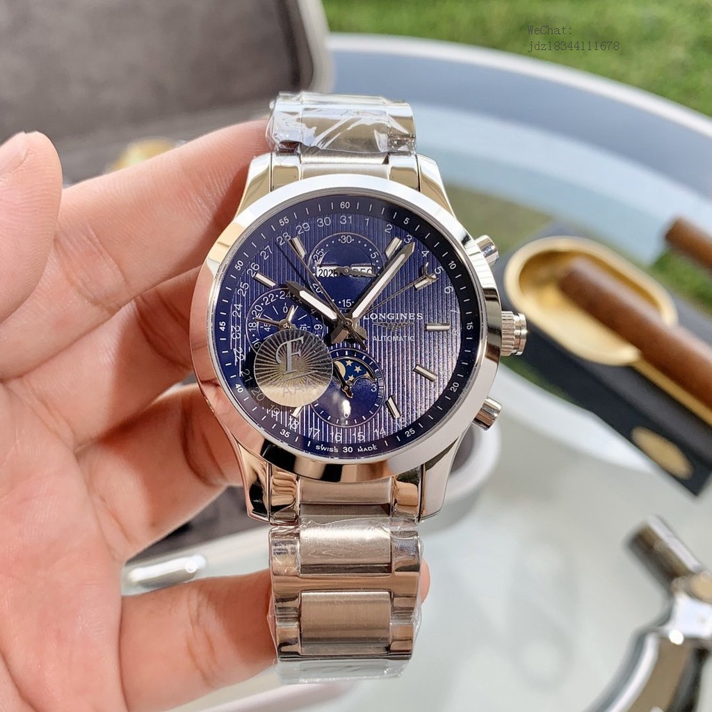Longines Campanile Fayol นาฬิกาข้อมือ สําหรับผู้ชาย สีฟ้า