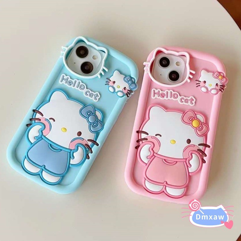 น่ารัก Hello Kitty เคสโทรศัพท์สําหรับ OPPO A2 Pro Reno 9 8 7 Pro 7Z 8Z 7 8 Lite 6 5 Pro 4Z A58 A58X A97 A57 A77 5G 2022 การ์ตูน 3D Cat Kitty Cat Macaron กรณีซิลิโคนอ่อนนุ่ม