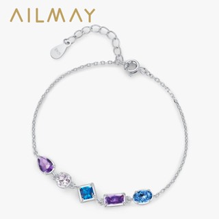 ไม่เป็นไร 925 เงินสเตอร์ลิงสีฟ้าสีม่วงเพทายเรขาคณิตออกแบบสร้…