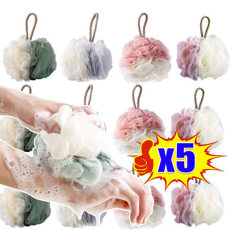 1/3/5 ชิ้น Loofah Flower Bath Ball / Soft Shower Mesh Net Balls / Body Skin Wash Scrubber Sponge / Exfoliating Cleaner Ball
