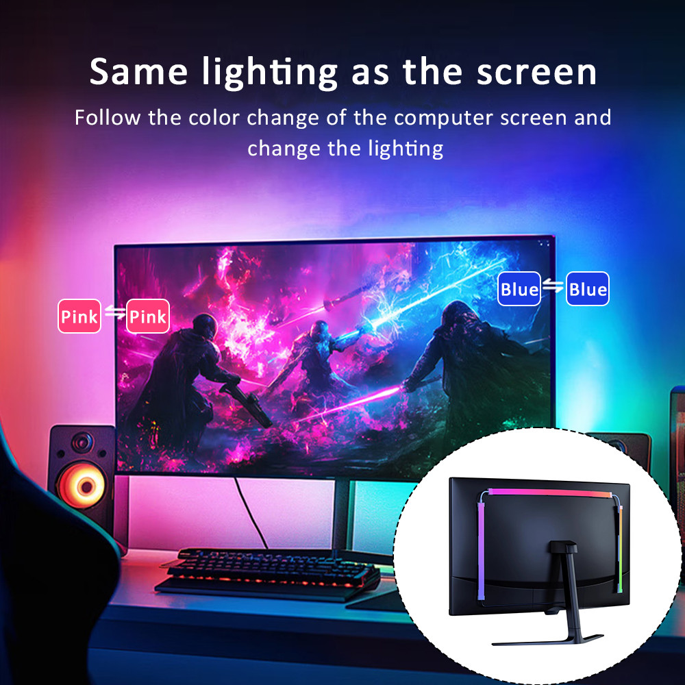 Usb PC ไฟ LED Strip 24-34 นิ้วคอมพิวเตอร์ Sync Light Strip Monitor หน้าจอ RGB LED Backlight สําหรับห