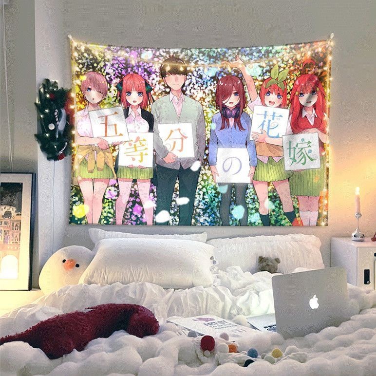 ผ้าแขวนอนิเมะเกรดห้า พื้นหลังสองมิติ Nakano Yotsuba ตกแต่งห้องนอน หอพัก ผ้าติดผนังเจ้าสาว