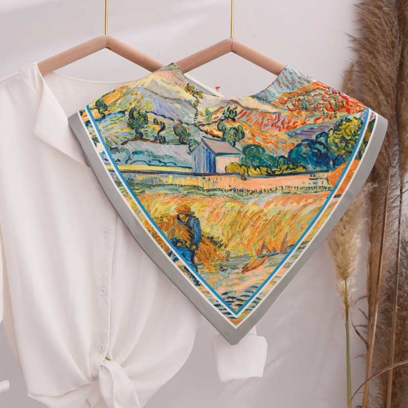 ❣️Oil painting shawl shirt with fake collar