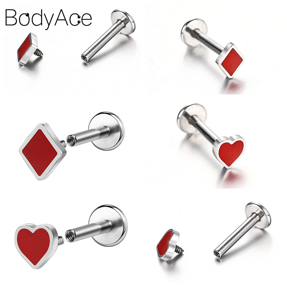 Bodyace 1 Pc สแตนเลสสตีล Lip Piercing Lobe รูปที่ 3